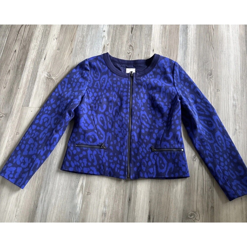 Gap Cotton Blue Zip Up Blazer With Pockets Size 6